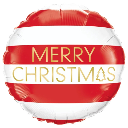 45cm Round Foil Christmas Red & White Stripes #15037 - Each (Pkgd.) TEMPORARILY UNAVAILABLE