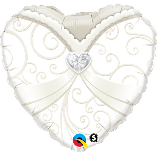 DISC 45cm Heart Foil Wedding Gown #15791 - Each (Pkgd.)