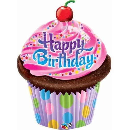 88cm Shape Foil Birthday Frosted Cupcake SW #16083 - Each (pkgd.) 