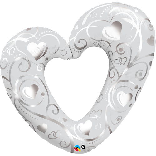Shape Foil Hearts & Filigree Pearl White 105cm #16304 - Each (pkgd.) TEMPORARILY UNAVAILABLE