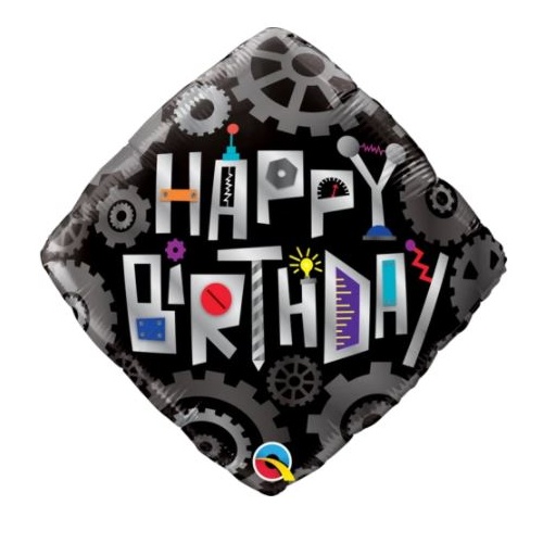 45cm Diamond Foil Birthday Robot Cogwheels #16443 - Each (Pkgd.) 