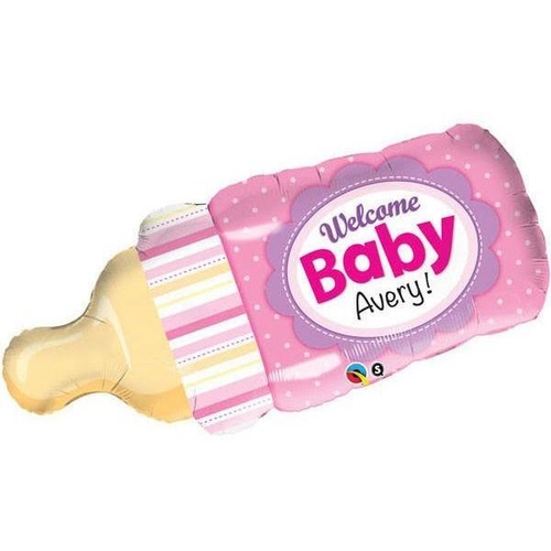 DISC 98cm Shape Foil Welcome Baby Bottle Pink SW #16470 - Each (pkgd.)