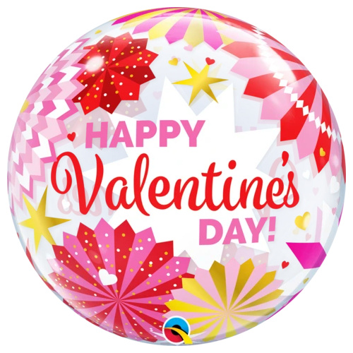 56cm Single Bubble Valentine's Day Paper Fans #16576 - Each