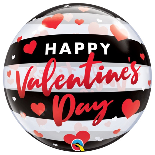 56cm Single Bubble Valentine's Black Stripes #16578 - Each 