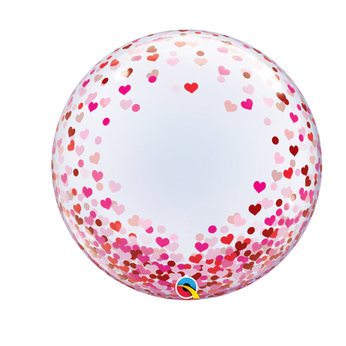 60cm Deco Bubble Red & Pink Confetti Hearts #16579 - Each (Pkgd.) TEMPORARILY UNAVAILABLE