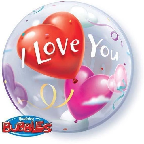 56cm Single Bubble I Love You Heart Balloons #16676 - Each 