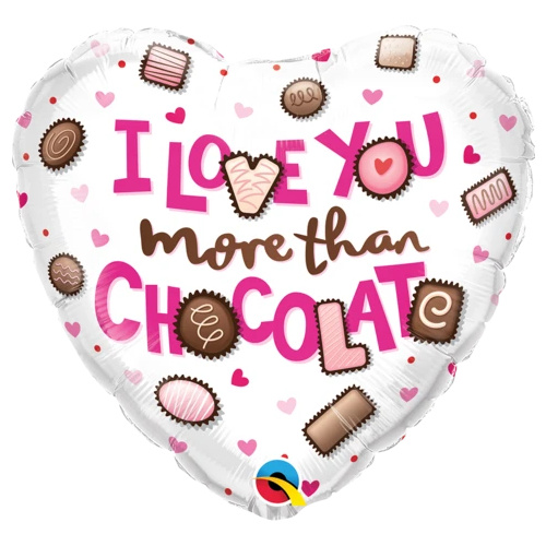 45cm Heart Foil I Love You More Than Chocolate #16678 - Each (Pkgd.) TEMPORARILY UNAVAILABE