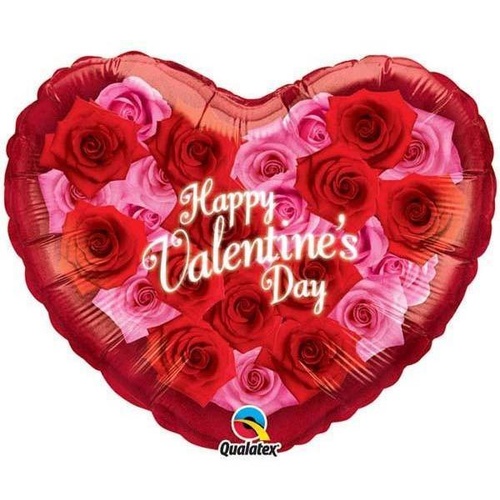 60cm Heart Foil Valentine's Heart Of Roses #16732 - Each (Unpkgd.) TEMPORARILY UNAVAILABLE