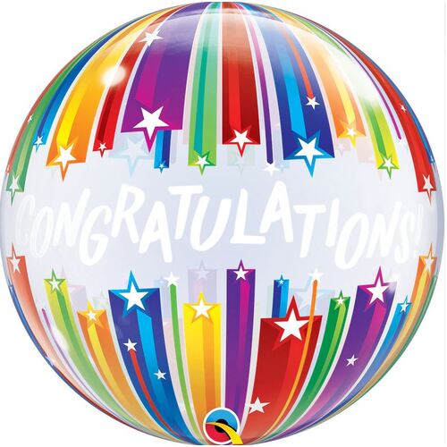 56cm Single Bubble Congratulations Shooting Stars Balloons #17422 - Each 