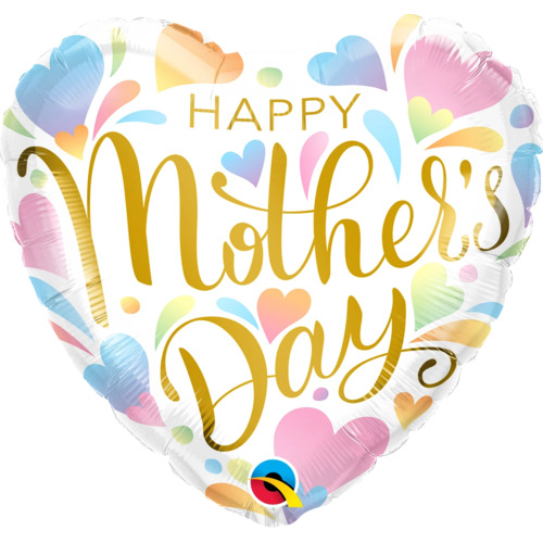 45cm Heart Foil Mother's Day Pastel Hearts #17444 - Each (Pkgd.) 