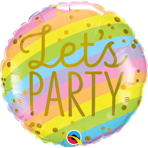 45cm Round Let's Party Stripes Foil Balloon #17512 - Each (Pkgd.) 