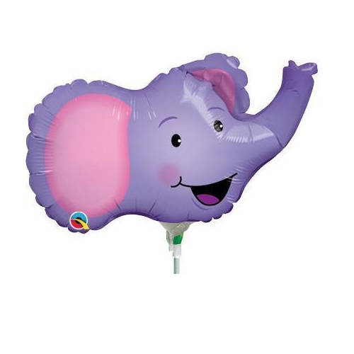 Mini Shape Animal Elated Elephant Foil Balloon 35cm #17628AF - Each (Inflated, supplied air-filled on stick)
