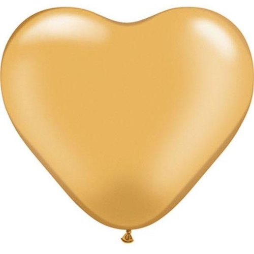 15cm Heart Gold Qualatex Plain Latex #17726 - Pack of 100 SPECIAL ORDER ITEM TEMPORARILY UNAVAILABLE