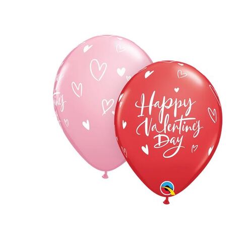 28cm  Round Red & Pink Valentine's Day Casual Script #18312 - Pack of 50  TEMPORARILY UNAVAILABLE