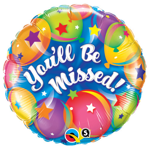 45cm Round Foil You'll Be Missed Balloons #18419 - Each (Pkgd.) TEMPORARILY UNAVAILABLE