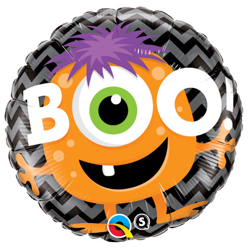 DISC 45cm Round Foil Boo! Monster Chevron # 18491 - Each (Pkgd.)