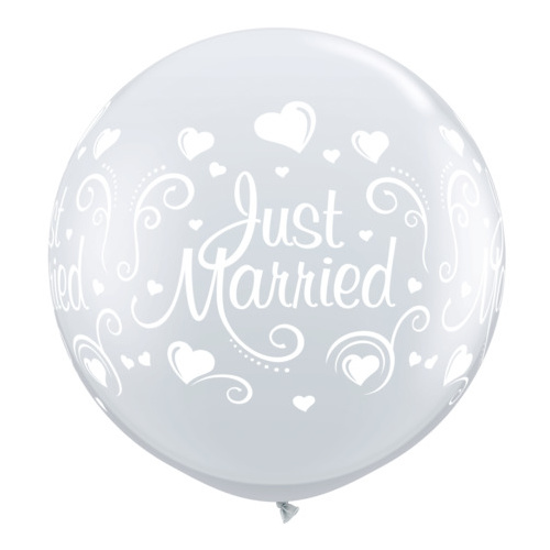 90cm Round Diamond Clear Just Married Hearts Wrap #18849 - Pack of 2 SPECIAL ORDER ITEM