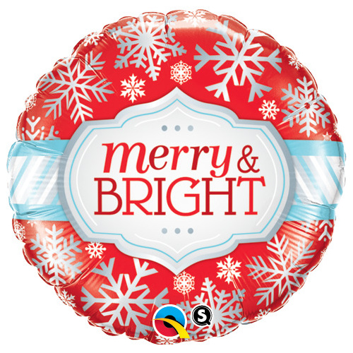 DISC 45cm Round Foil Merry & Bright Snowflakes #18945 - Each (Pkgd.)