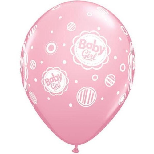 28cm Round Pink Baby Girl Dots #19065 - Pack of 50