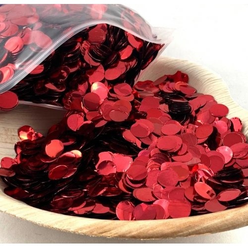 Confetti 1cm Metallic Red 250 grams #204613 - Resealable Bag 