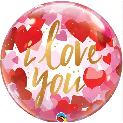56cm Single Bubble I Love You Paper Hearts #20941 - Each TEMPORARILY UNAVAILABLE