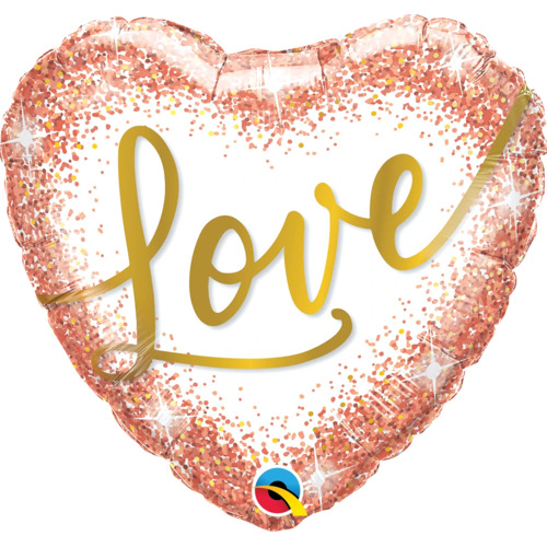 45cm Heart Love Rose Gold Glitter Dots #20994 - Each (Pkgd.) 