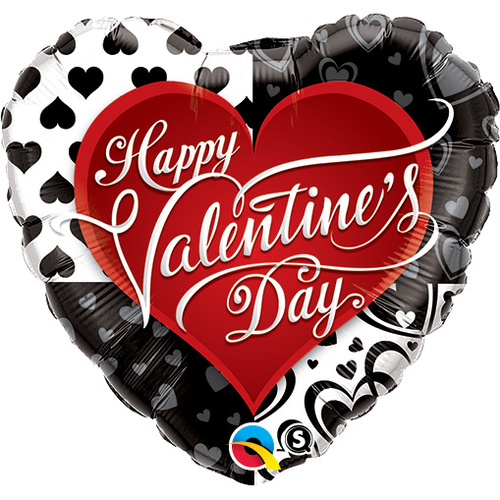 45cm Heart Foil Valentine's Black Hearts #21626 - Each (Pkgd.)