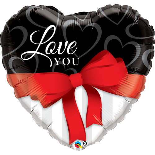 90cm Heart Foil Love You Red Ribbon SW #21656 - Each (Pkgd.)  