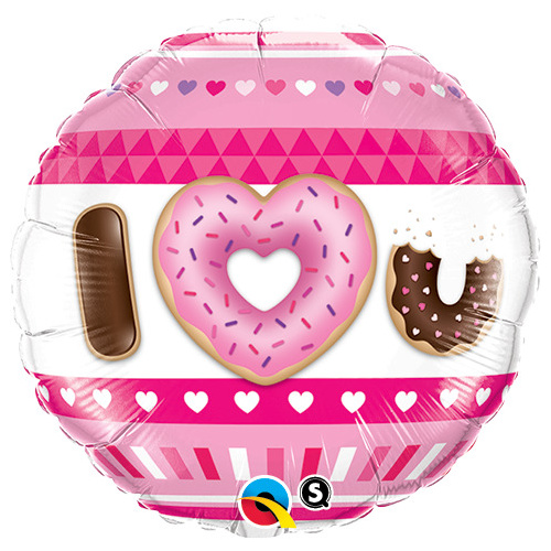 45cm Round Foil I (Heart) U donuts #21829 - Each (Pkgd.) TEMPORARILY UNAVAILABLE