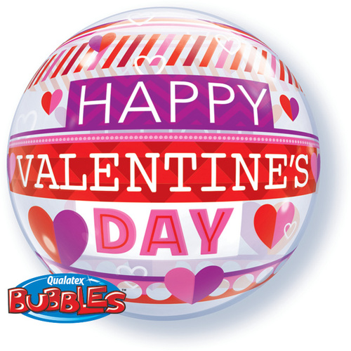 56cm Single Bubble Valentine's Stripe Patterns #21890 - Each TEMPORARILY UNAVAILABLE