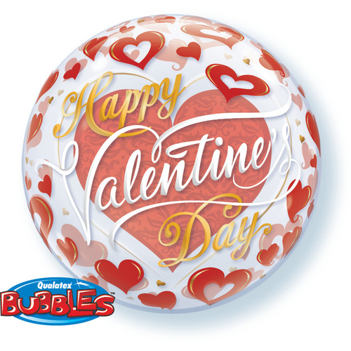 56cm Single Bubble Valentine's Red Hearts #21895 - Each TEMPORARILY UNAVAILABLE