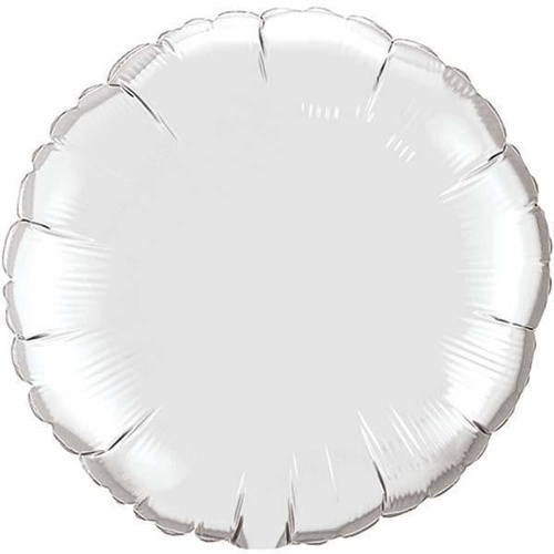 22cm Round Silver Plain Foil Balloon #22451AF - Each (Inflated, supplied air-filled on stick) 