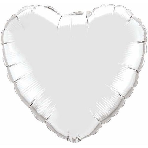 22cm Heart Silver Plain Foil Balloon #22464 - Each (FLAT, unpackaged, requires air inflation, heat sealing) 