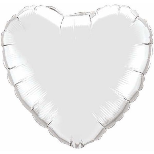22cm Heart Silver Plain Foil Balloon #22464AF - Each (Inflated, supplied air-filled on stick) 