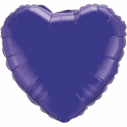 10cm Heart Quartz Purple Plain Foil Balloon #22847 - Each (FLAT, unpackaged, requires air inflation, heat sealing)