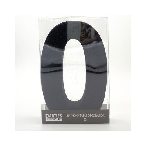 Centrepiece Foam Glitter Number 0 Black #22CP00BLK - Each (Pkgd.)