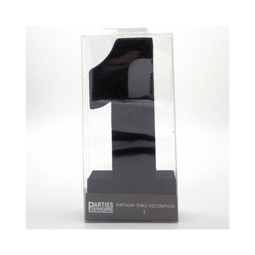 Centrepiece Foam Glitter Number 1 Black #22CP01BLK - Each (Pkgd.)