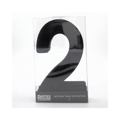 Centrepiece Foam Glitter Number 2 Black #22CP02BLK - Each (Pkgd.)