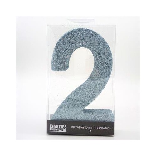 Centrepiece Foam Glitter Number 2 Light Blue #22CP02LB - Each (Pkgd.)
