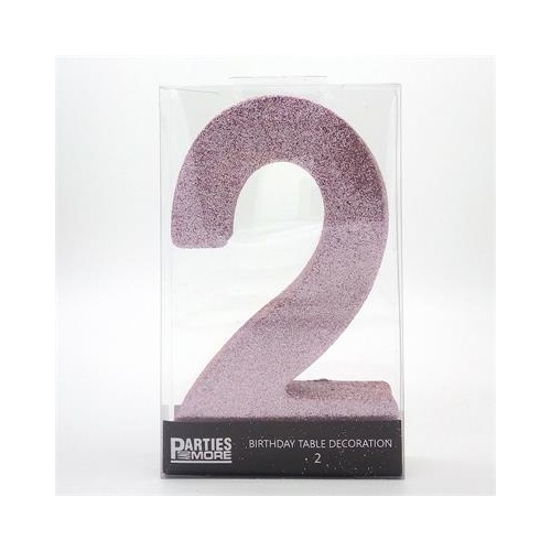 Centrepiece Foam Glitter Number 2 Light Pink #22CP02LP - Each (Pkgd.)