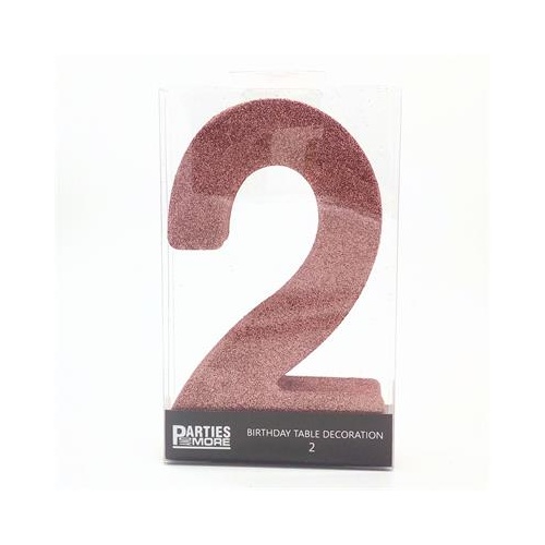 Centrepiece Foam Glitter Number 2 Rose Gold #22CP02RG - Each (Pkgd.)