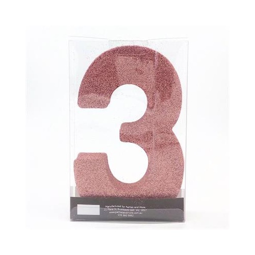 Centrepiece Foam Glitter Number 3 Rose Gold #22CP03RG - Each (Pkgd.)