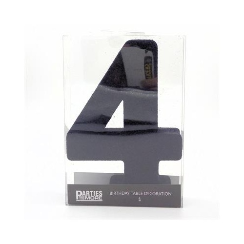 Centrepiece Foam Glitter Number 4 Black #22CP04BLK - Each (Pkgd.)