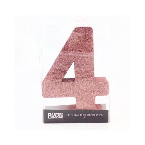 Centrepiece Foam Glitter Number 4 Rose Gold #22CP04RG - Each (Pkgd.)