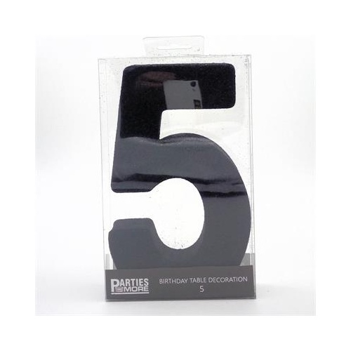 Centrepiece Foam Glitter Number 5 Black #22CP05BLK - Each (Pkgd.)