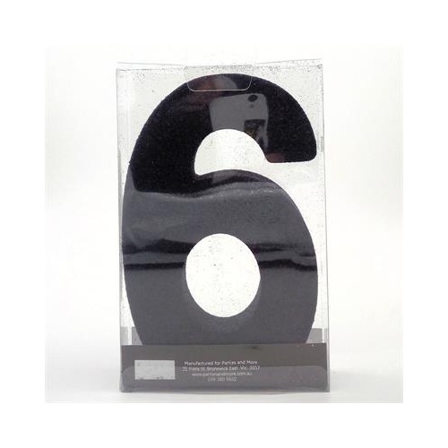 Centrepiece Foam Glitter Number 6 Black #22CP06BLK - Each (Pkgd.)