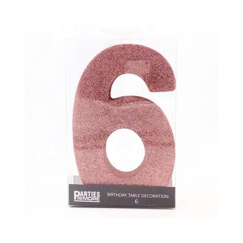 Centrepiece Foam Glitter Number 6 Rose Gold #22CP06RG - Each (Pkgd.)