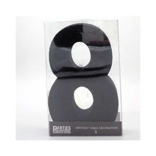 Centrepiece Foam Glitter Number 8 Black #22CP08BLK - Each (Pkgd.)