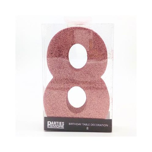 Centrepiece Foam Glitter Number 8 Rose Gold #22CP08RG - Each (Pkgd.) TEMPORARILY UNAVAILABLE