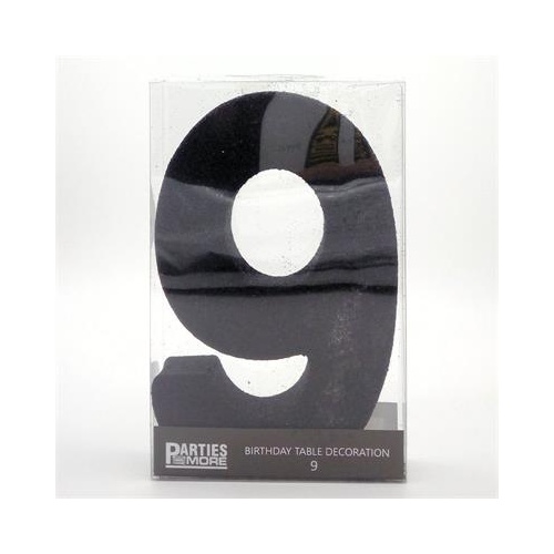 Centrepiece Foam Glitter Number 9 Black #22CP09BLK - Each (Pkgd.)